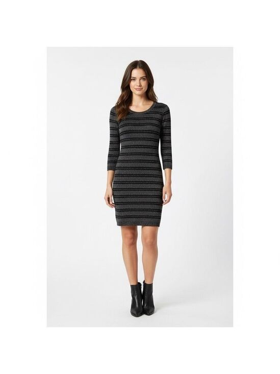 Club Monaco Dresses & Skirts - Club Monaco bodycon striped metallic round hem dress size XS stretch wool blend